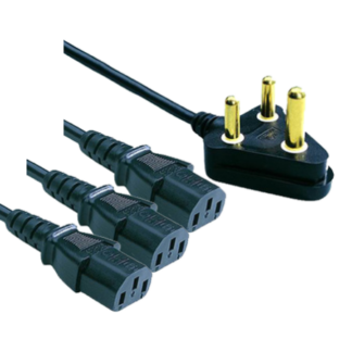 CABLE NORMAL 3PIN PLUG TO 3 X IEC 3.8M